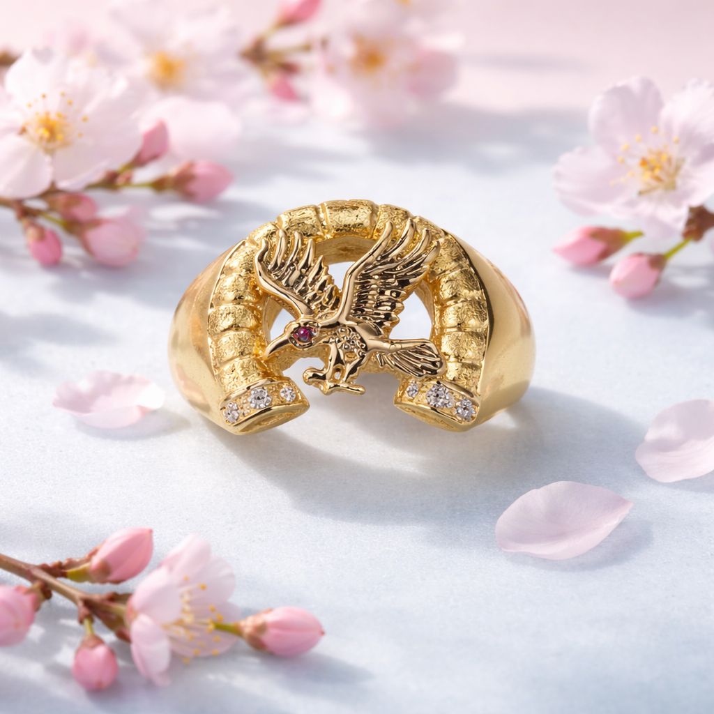 ANILLO CABALLERO AGUILA # 11 CHAPA DE ORO Y PLATA .925