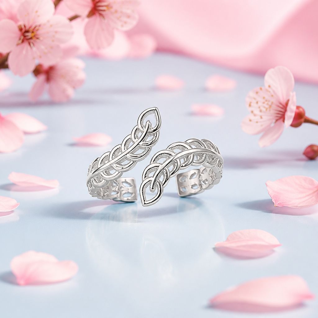 ANILLO DE HOJITAS  AJUSTABLE EN PLATA 925