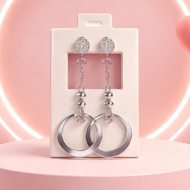 ARETE LARGO CON CIRCULO 4.5 CM PLATA .925