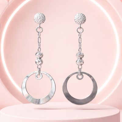 ARETE LARGO CON CIRCULO 4.5 CM PLATA .925