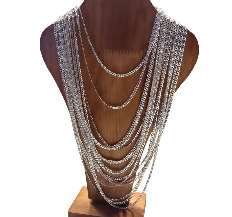 Cadena diamantada cubana largo 22", ancho 3mm. PLATA .925 Italiana.