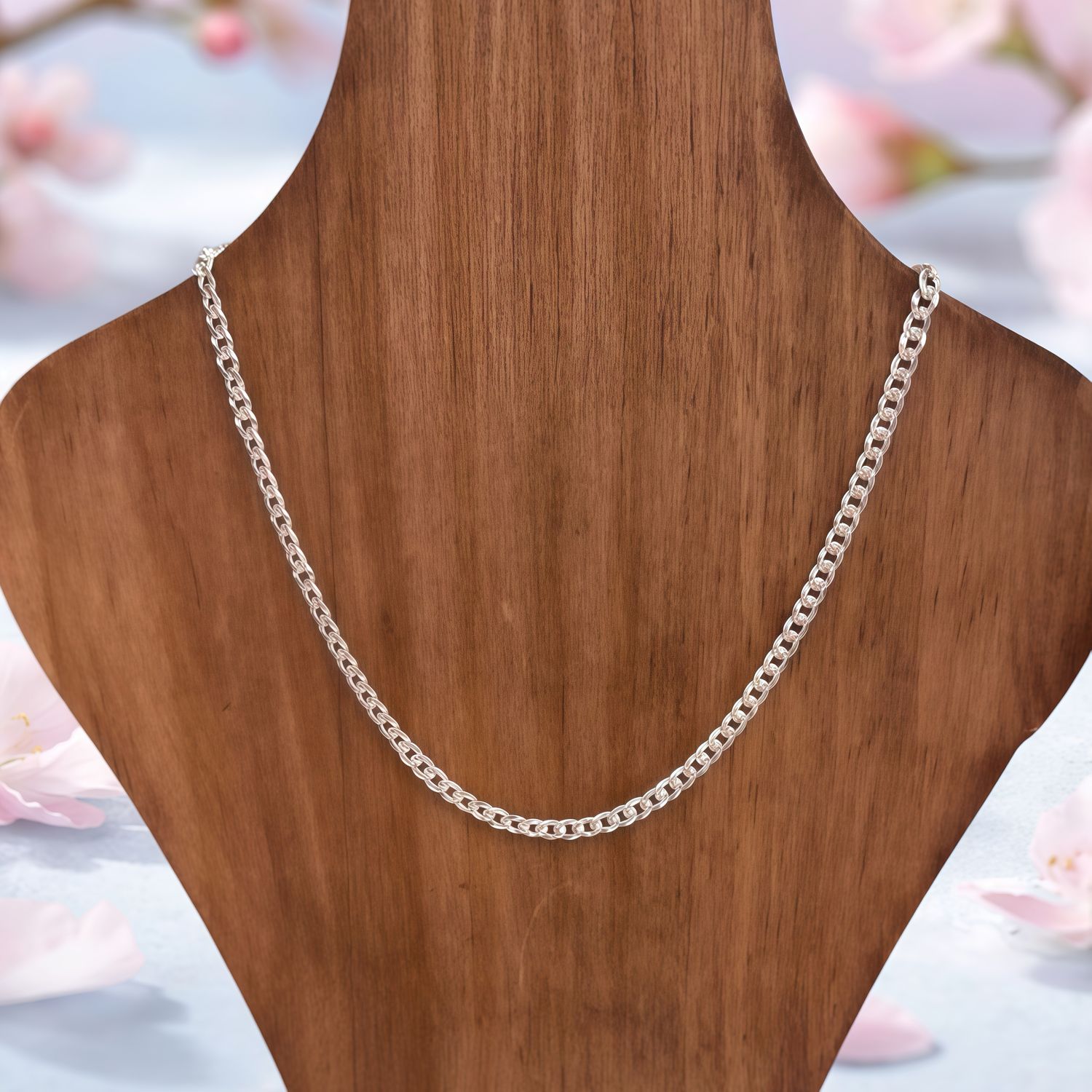 Cadena diamantada cubana largo 22", ancho 3mm. PLATA .925 Italiana.