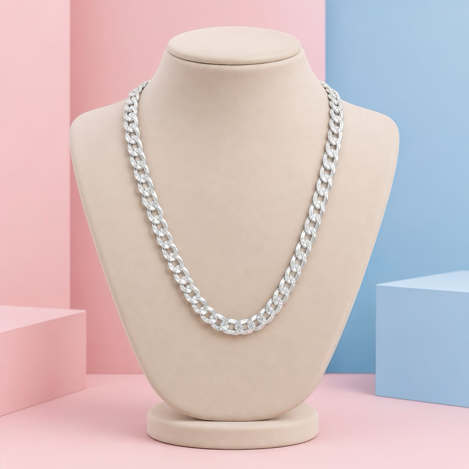 Cadena Cubana Diamantada 5mm, 22" Plata 925 Italiana
