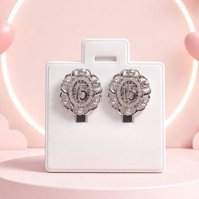 ARETE QUINCE AÑOS CON RODIO EN PLATA . 925 BROCHE DE MARIPOSA