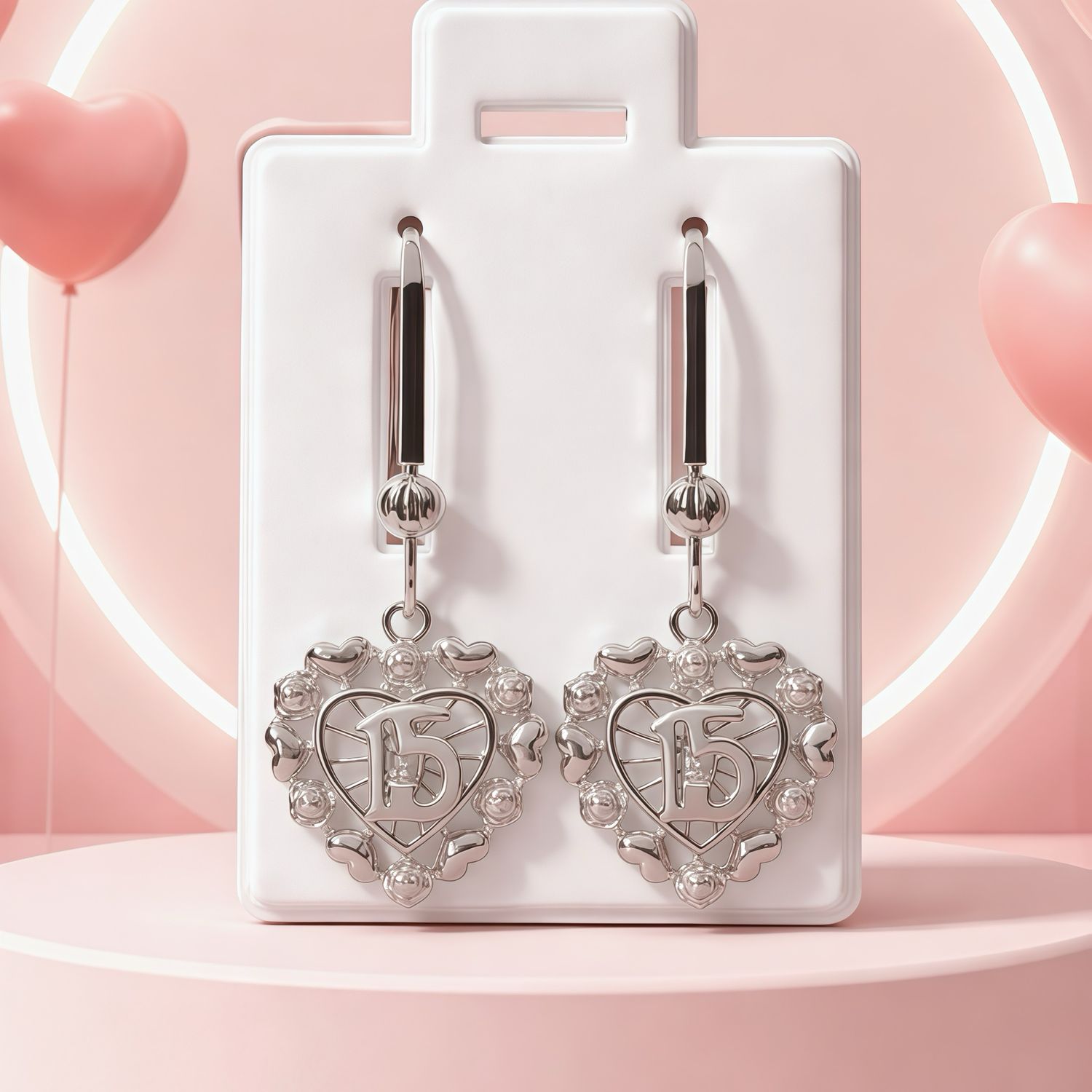 ARETE ARILLO QUINCE AÑOS 3.2 CM  RODIO CON PLATA 925