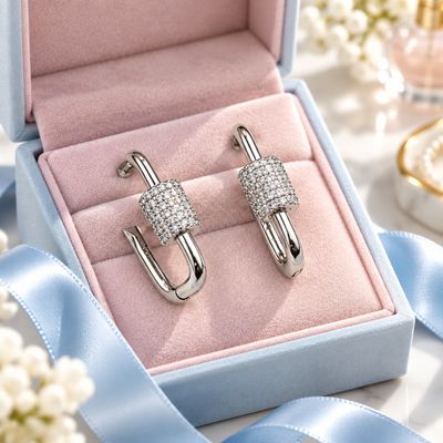 ARRACADA SUPER FANCY CTR MIDE 1 PULGADA PLATA 925 CON RODIO