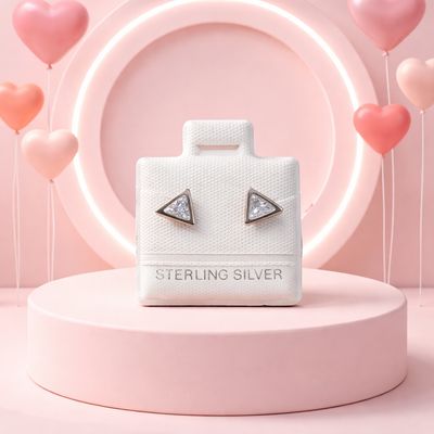 BROQUEL TRIANGULO CZ BCA PLATA .925