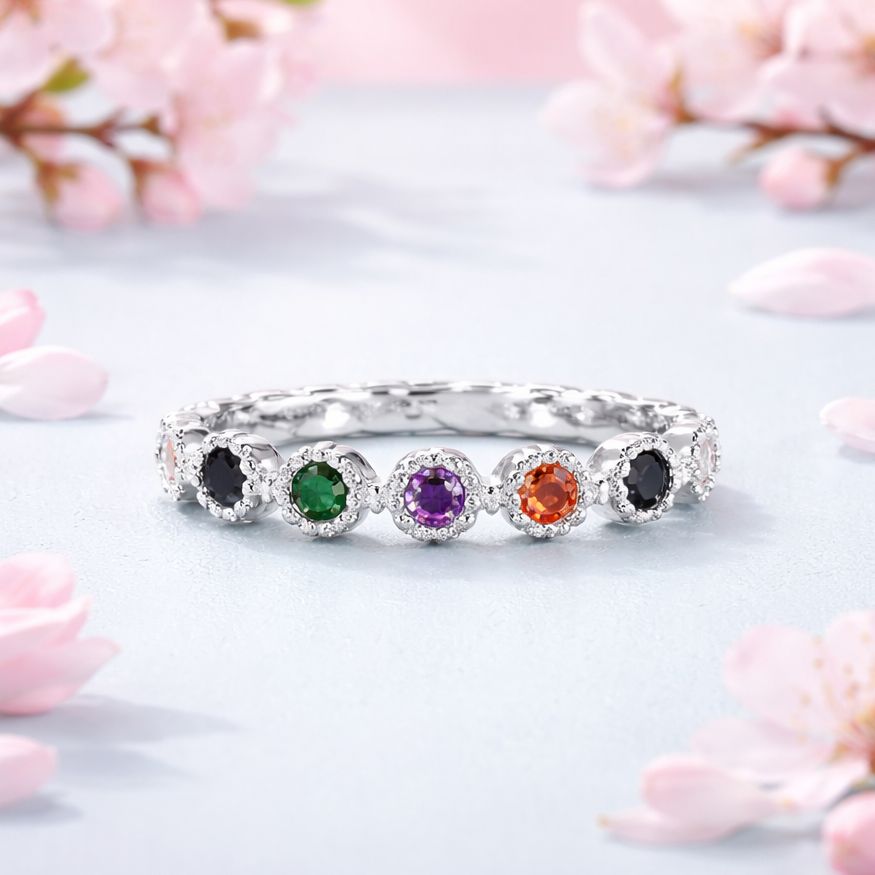 ANILLO ARGOLLA CZ DE COLORES # 6  PLATA .925