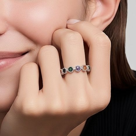ANILLO ARGOLLA CZ DE COLORES # 6  PLATA .925