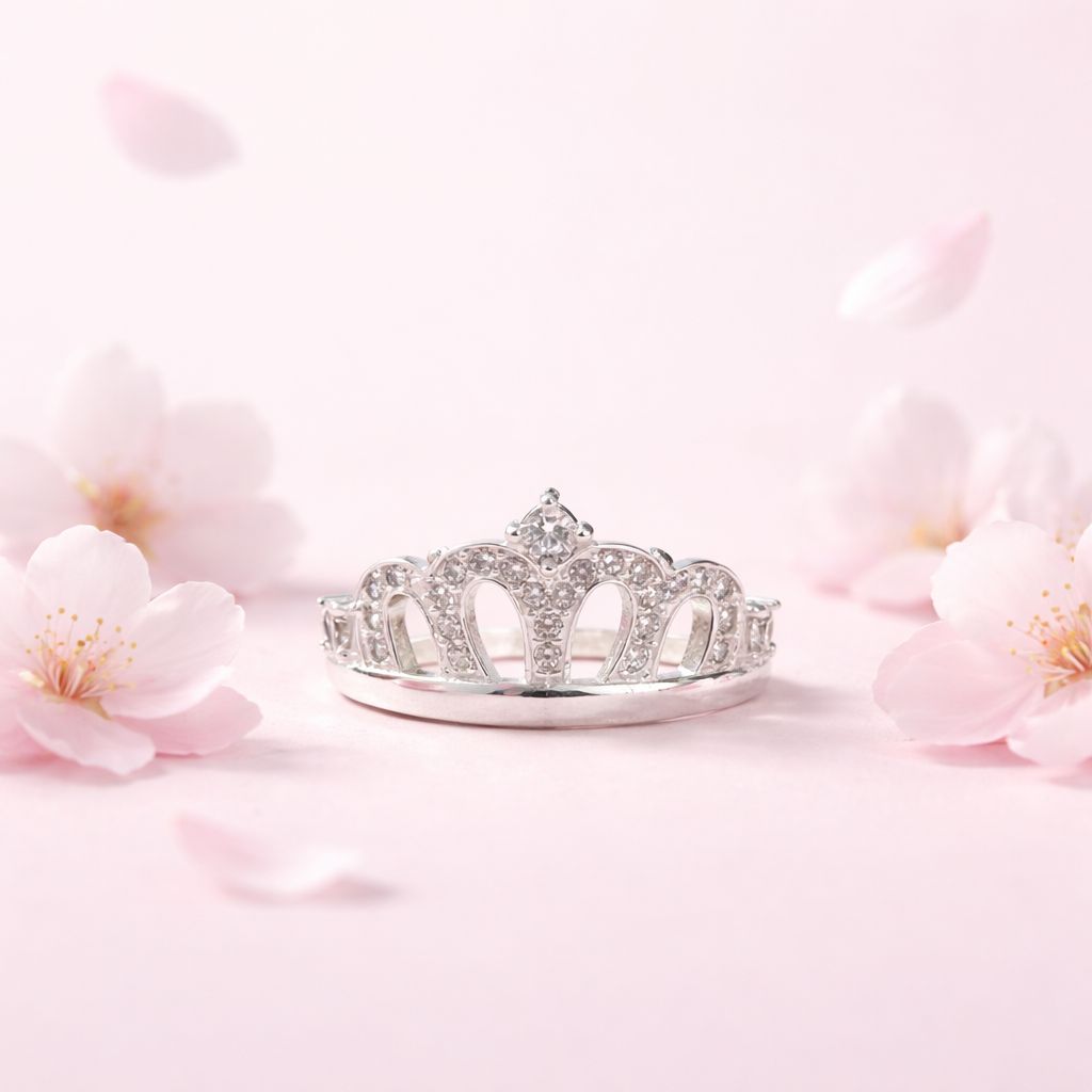 ANILLO CORONA CON CZ MEDIDA #5 PLATA .925