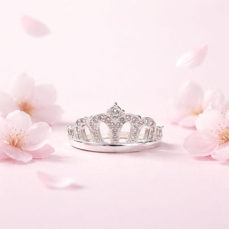 ANILLO CORONA CON CZ MEDIDA #5 PLATA .925