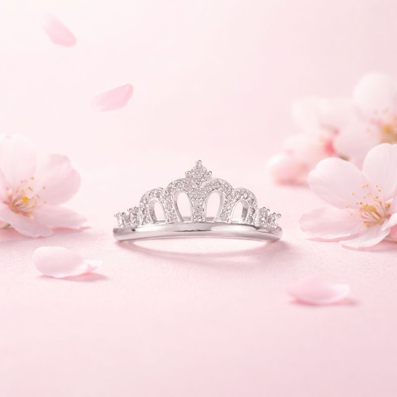 ANILLO CORONA CON CZ MEDIDA #5 PLATA .925