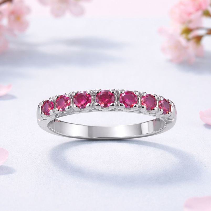 ANILLO CHURUMBELA CZ ROSA FUCCIA VARIAS MEDIDAS PLATA .925