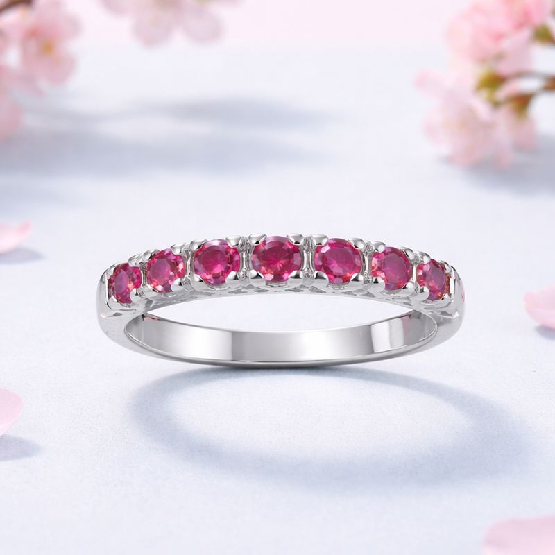 ANILLO CHURUMBELA CZ ROSA FUCCIA VARIAS MEDIDAS PLATA .925