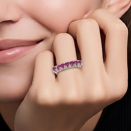 ANILLO CHURUMBELA CZ ROSA FUCCIA VARIAS MEDIDAS PLATA .925