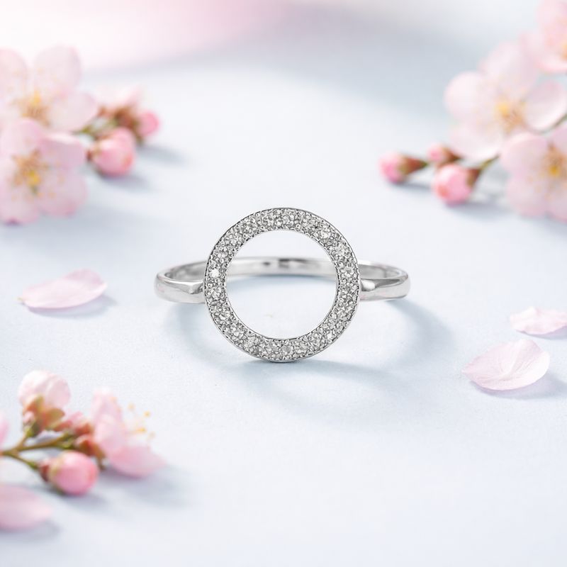 ANILLO CIRCULO CON CZ VARIAS MEDIDAS PLATA .925