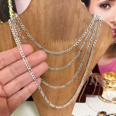 Cadena diamantada Fígaro largo 20", ancho 4mm.
