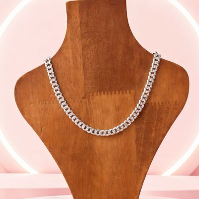 Cadena diamantada cubana largo 24", ancho 7.5mm. PLATA .925