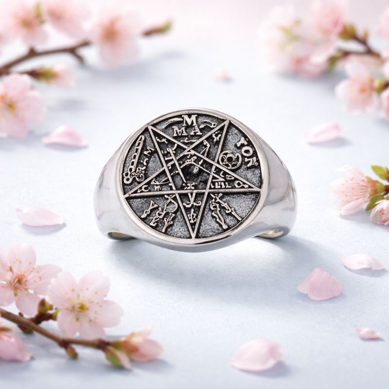 ANILLO CABALLERO PENTAGRAMA MEDIDA #10 PLATA .925