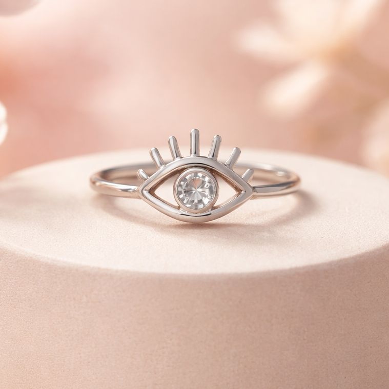 ANILLO OJO CON CZ VARIAS MEDIDAS PLATA .925