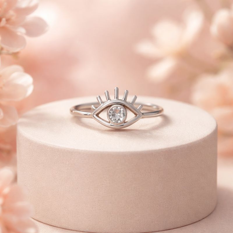 ANILLO OJO CON CZ VARIAS MEDIDAS PLATA .925