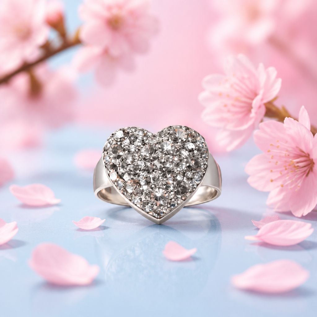 ANILLO CORAZON MULTIPIEDRA  VARIAS MEDIDAS PLATA .925
