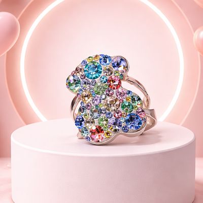 ANILLO OSITO MULTIPIEDRA SW COLORES VARIAS MEDIDAS PLATA .925