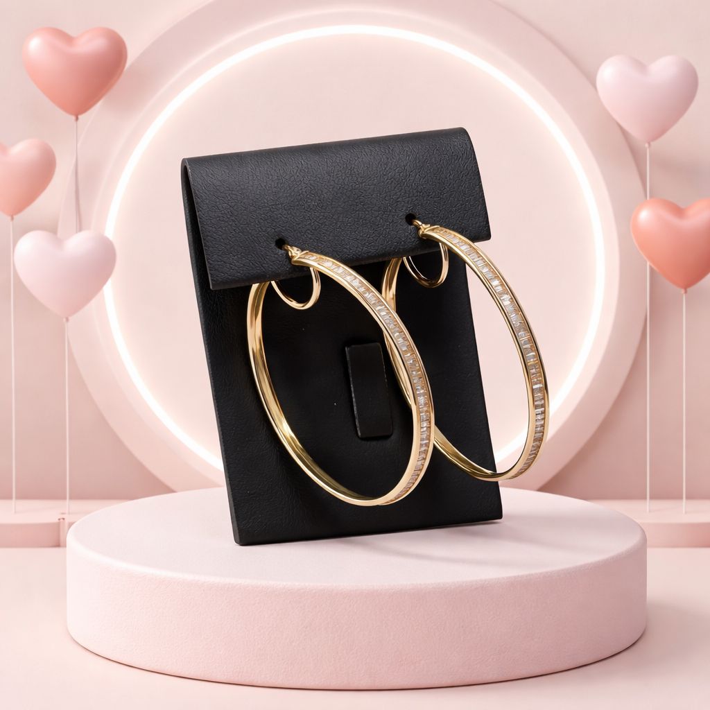 ARRACADA 5.5 CM CZ TIPO BAGUETT ORO 14K