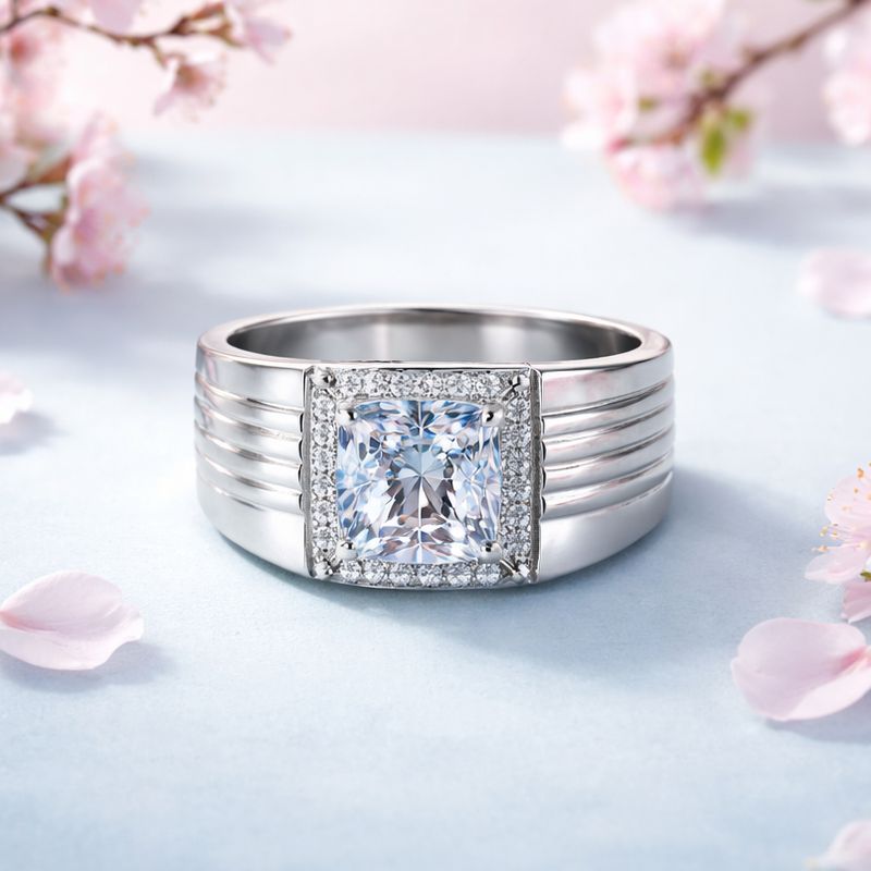 ANILLO CABALLERO CZ CUADRO VARIAS MEDIDAS PLATA .925