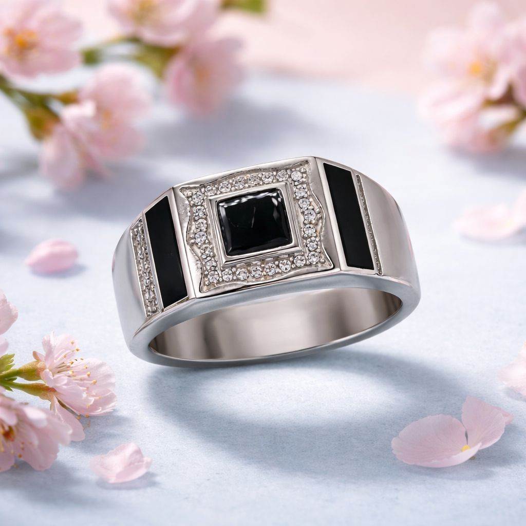 ANILLO CABALLERO CON MINI CZ PLATA .925