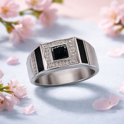 ANILLO CABALLERO CON MINI CZ PLATA .925