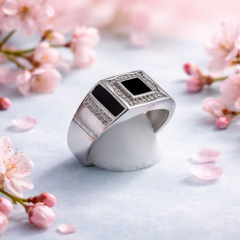 ANILLO CABALLERO CON MINI CZ PLATA .925