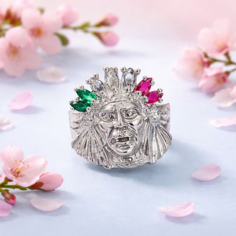 ANILLO CABALLERO PENACHO CZ 3 COLORES VARIAS MEDIDAS PLATA .925