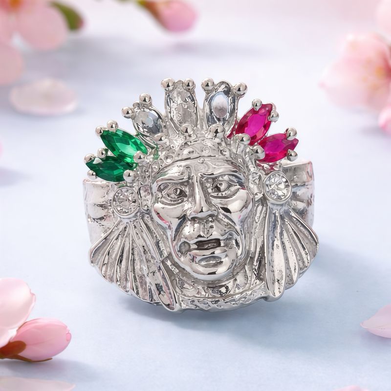 ANILLO CABALLERO PENACHO CZ 3 COLORES VARIAS MEDIDAS PLATA .925