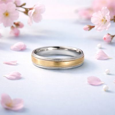 ARGOLLA SATINADA PLATA .925 CON CHAPA ORO 18K