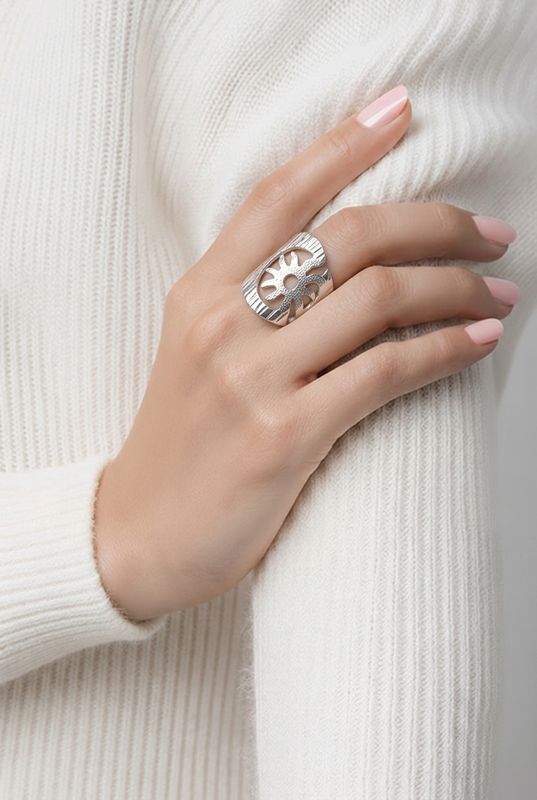 ANILLO CALADO SOL  # 6 PLATA .925