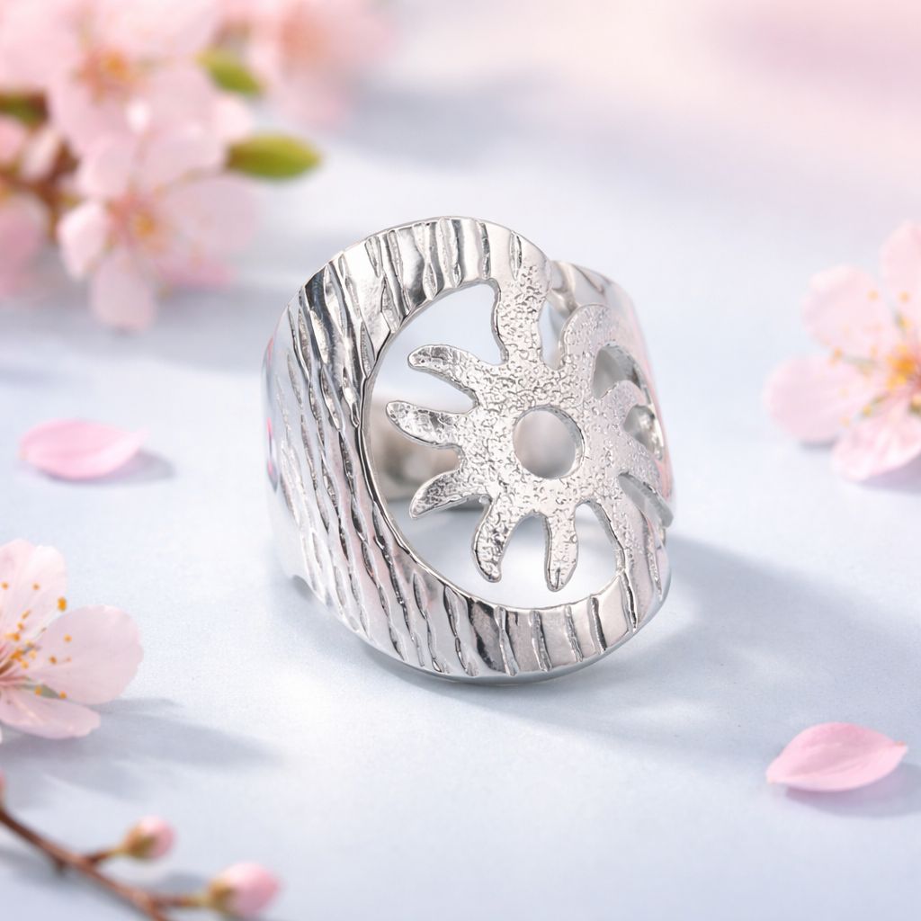 ANILLO CALADO SOL  # 6 PLATA .925