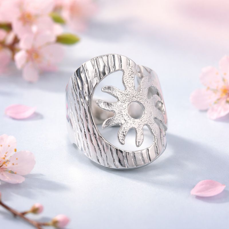 ANILLO CALADO SOL  # 6 PLATA .925