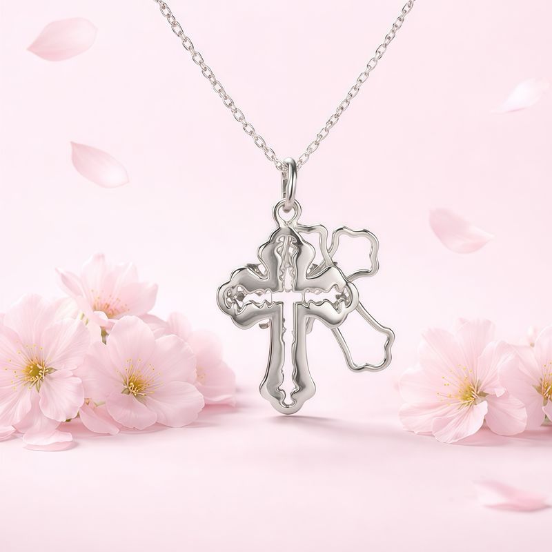 GARGANTILLA  DOBLE CRUZ 16 A 18" PLATA .925