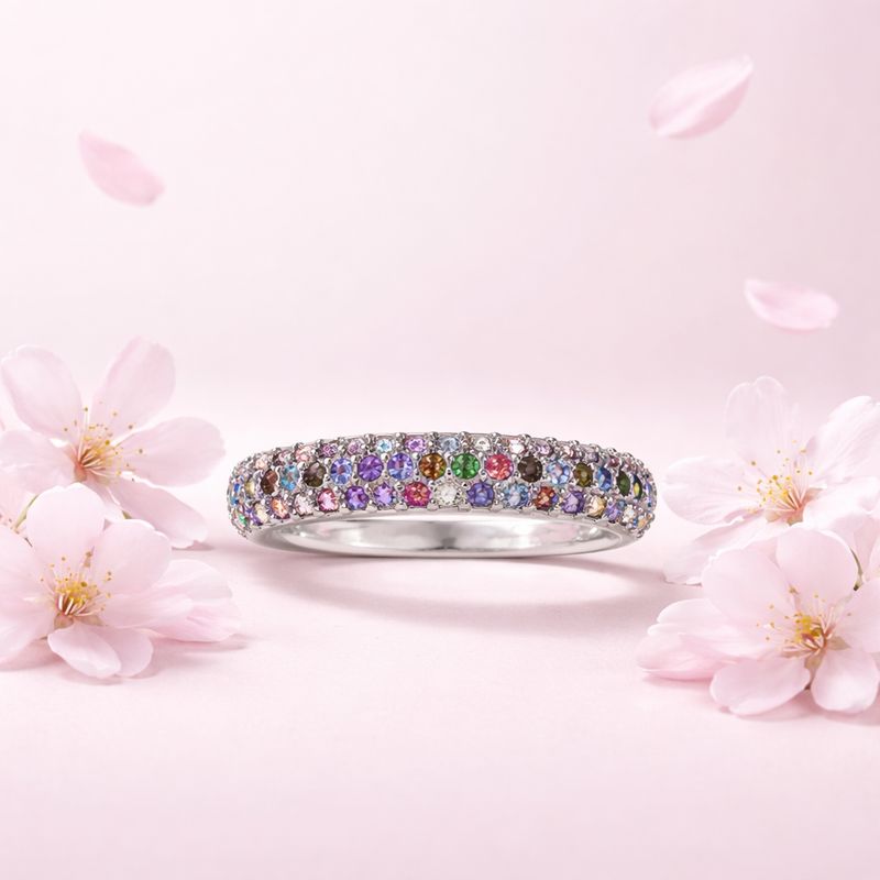 ANILLO CZ MULTICOLOR # 7  PLATA .925