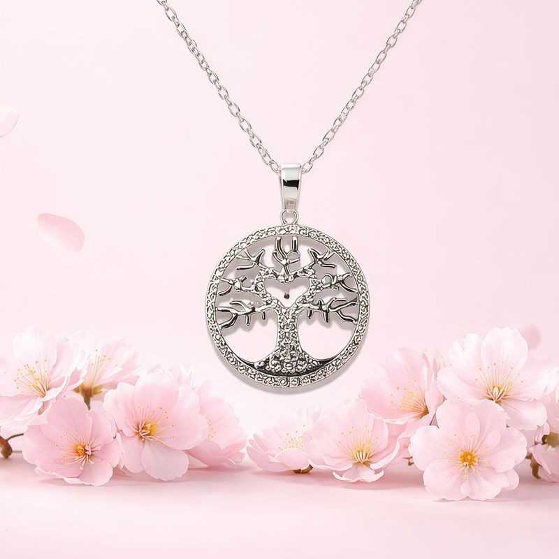 CARGANTILLA ARBOL DE LA VIDA  17" AJUSTABLE PLATA .925