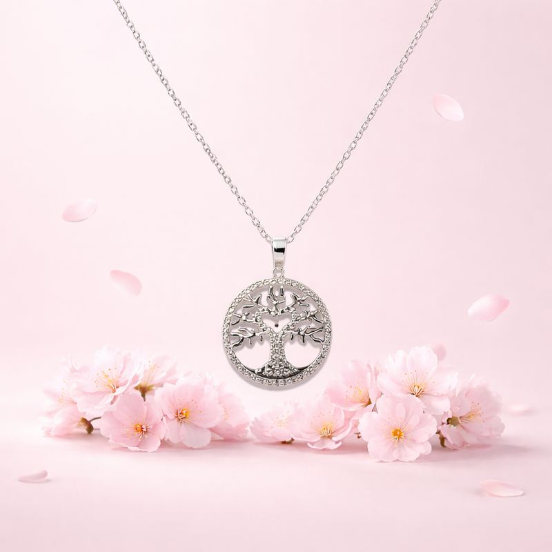 CARGANTILLA ARBOL DE LA VIDA  17" AJUSTABLE PLATA .925