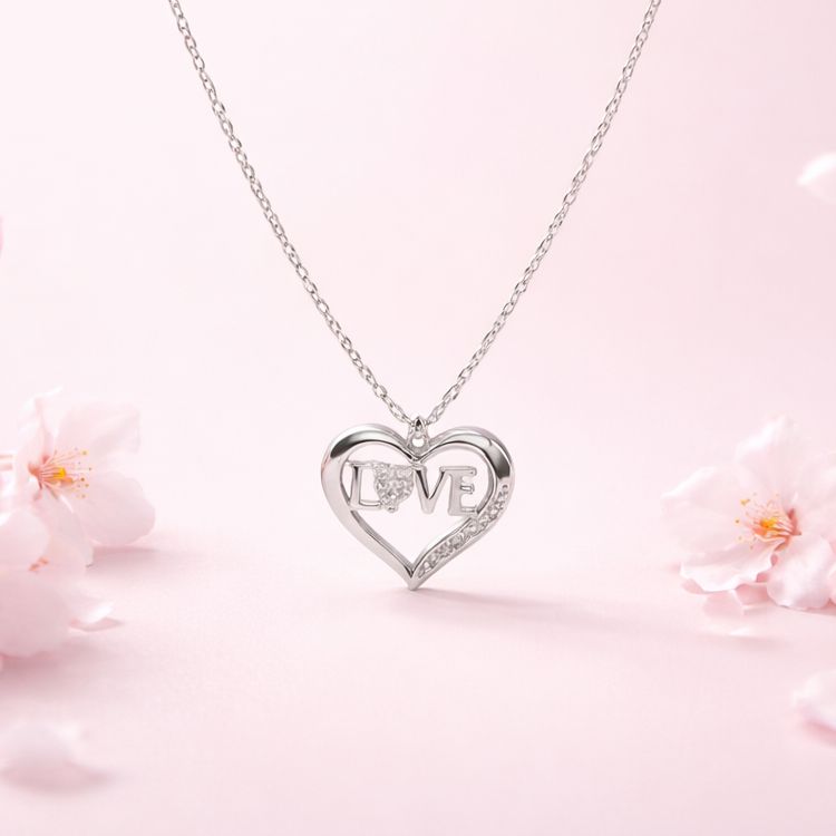 GARGANTILLA CORAZON LOVE 16" AJUSTABLE PLATA .925