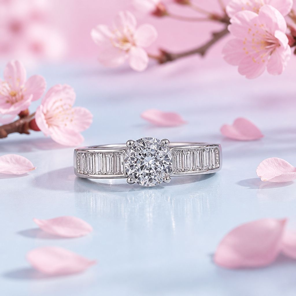 ANILLO FANCY SOLITARIO CON BAGUETT VARIAS MEDIDAS PLATA .925