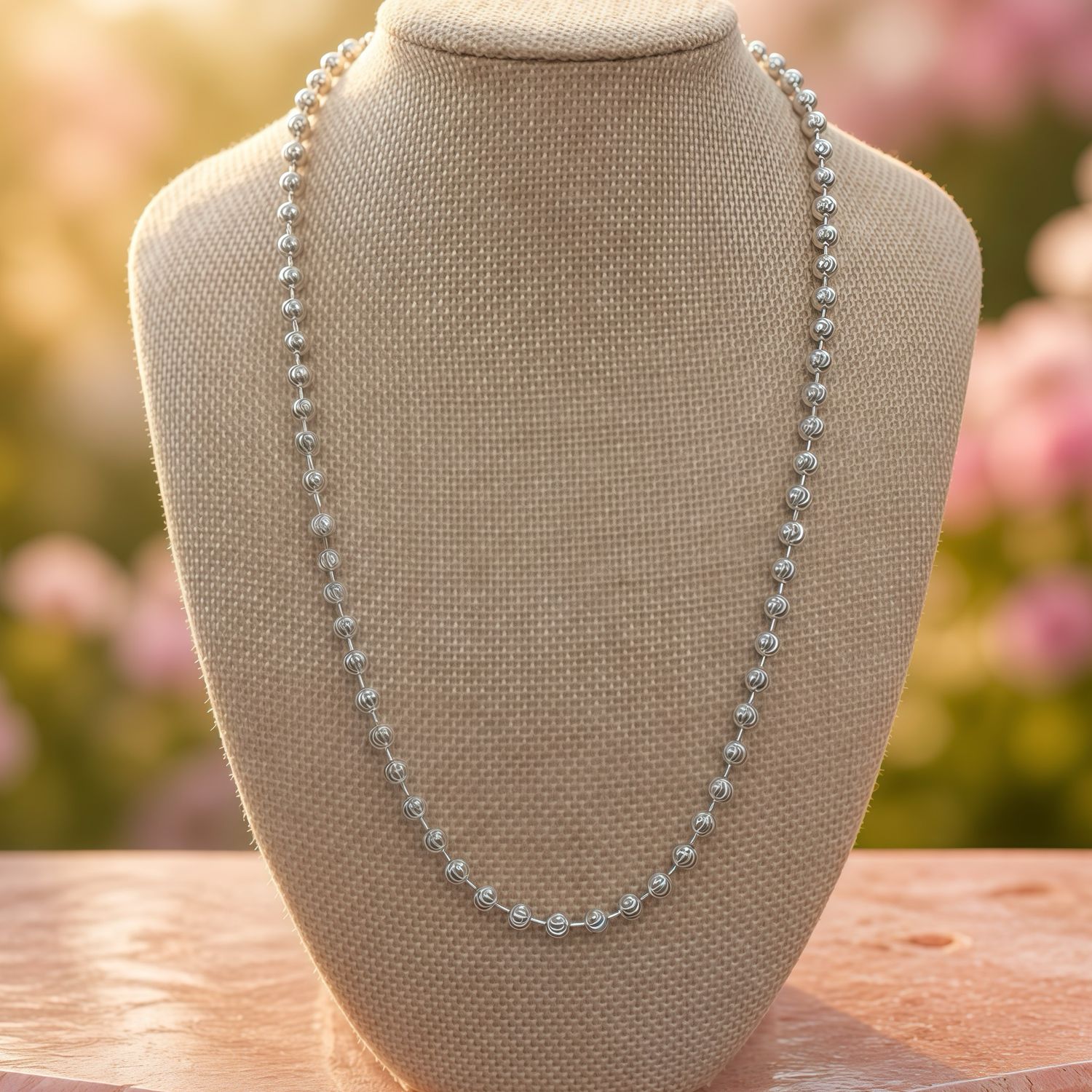COLLAR BOLA DIAMANTADA DE 5mm LARGO 20" PLATA .925