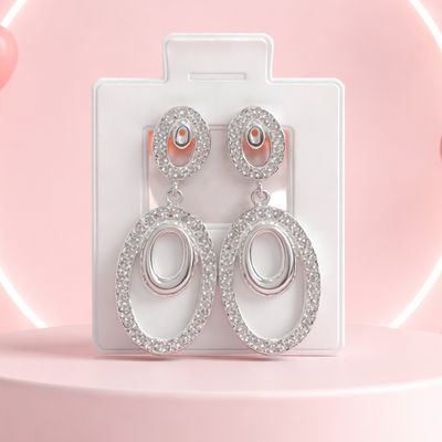 ARETE LARGO 3.5 CM CZ BLANCA PLATA .925