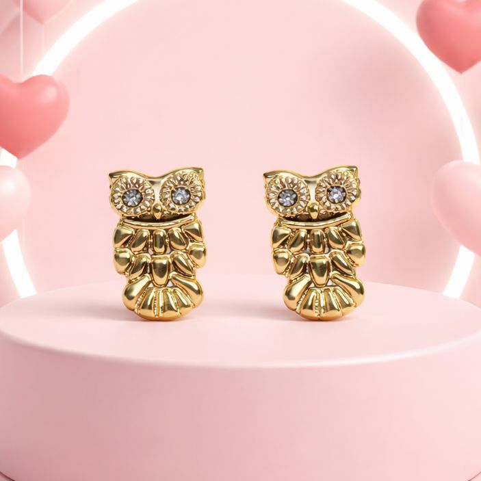 BIG OWL STUD BALL PIN 14K GOLD