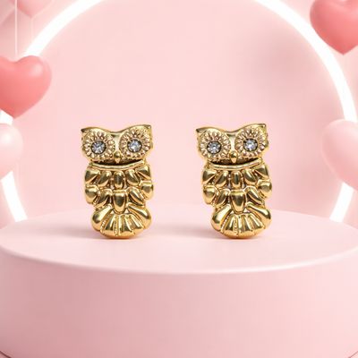 BIG OWL STUD BALL PIN 14K GOLD
