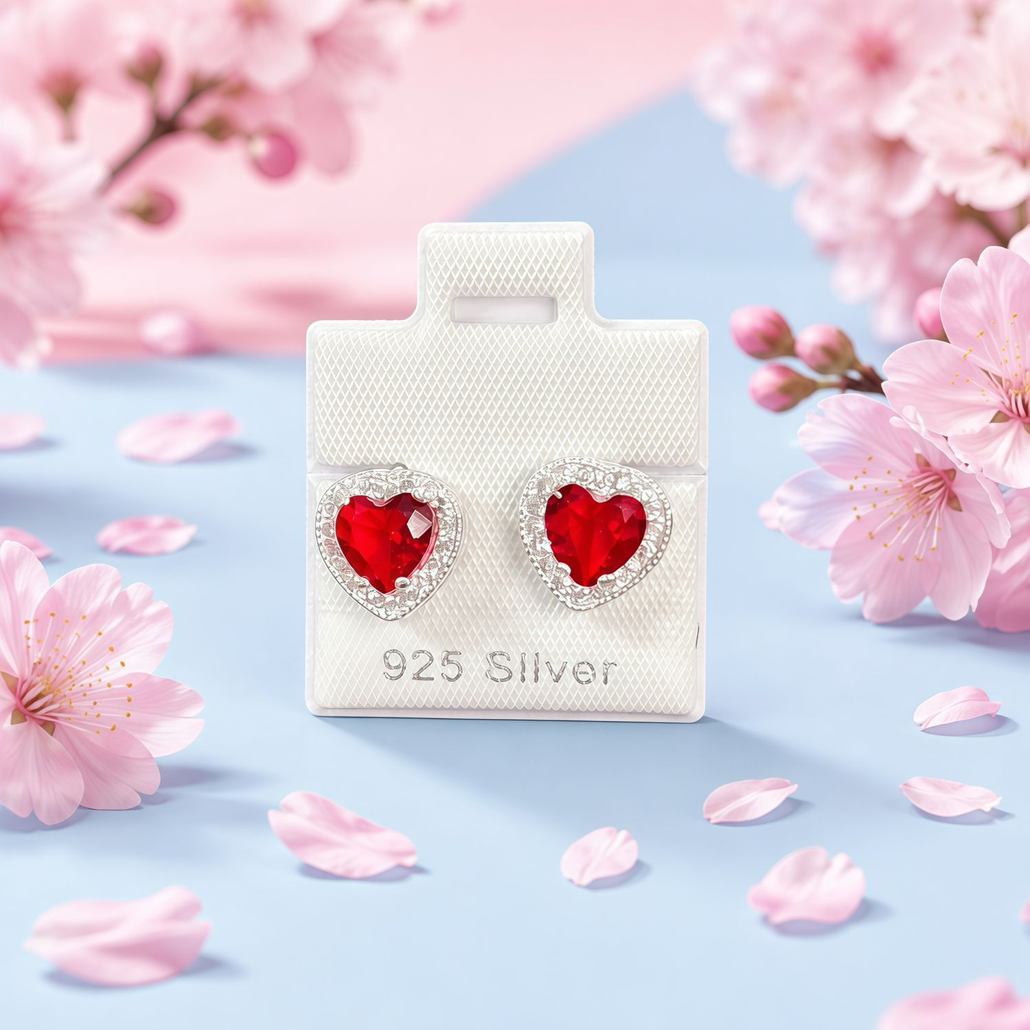 Arete Corazon PND Rojos Plata 925 Mexicana