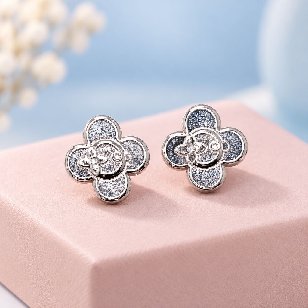 ARETE FLORECITA BROCHE MARIPOSA PLATA .925